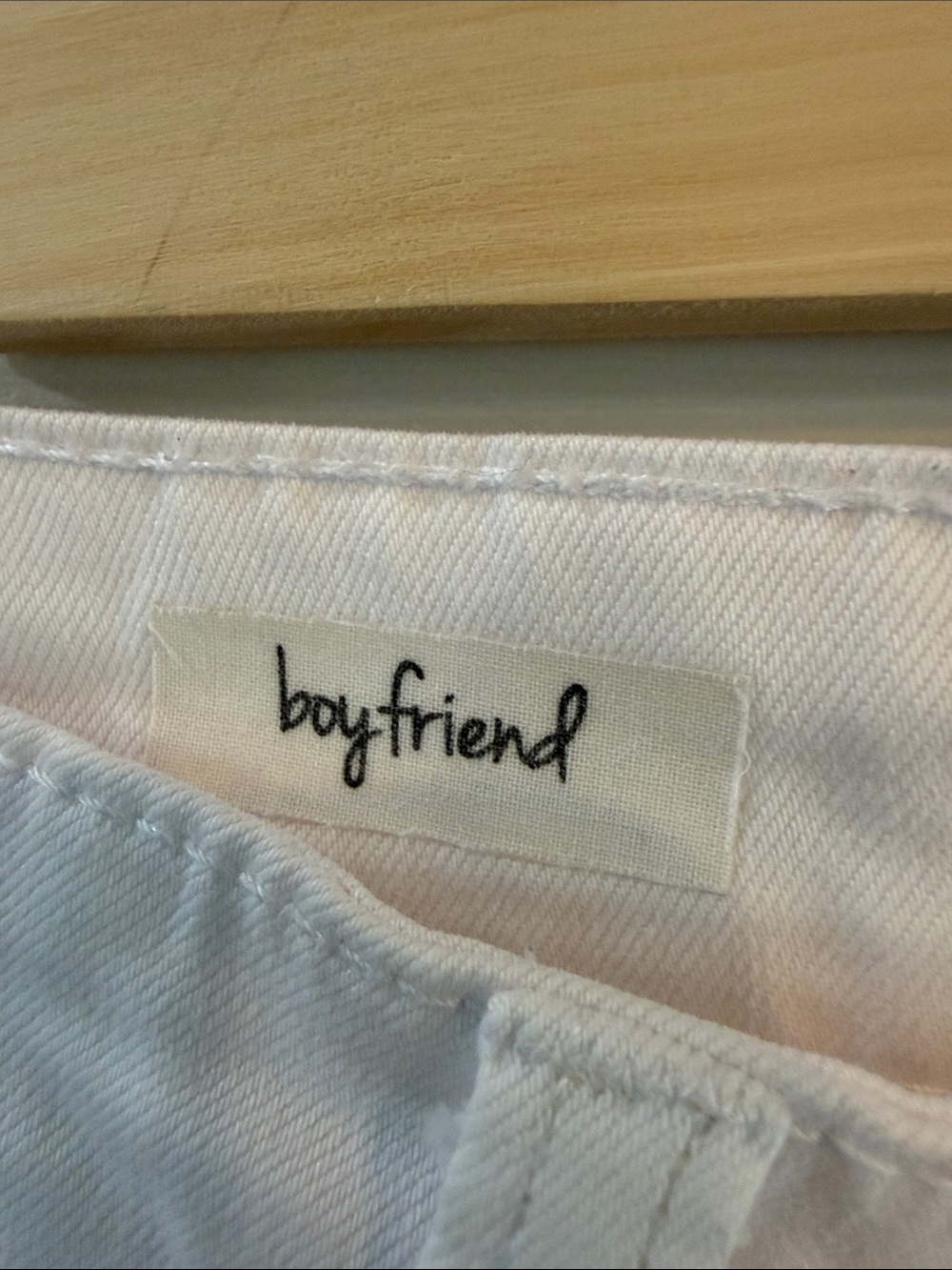 Tribal White Boyfriend Distressed Jeans with Metal Button - Picture 3 of 11
